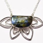 Sterling Silver and Labradorite pendent with a floral design.  This pendent retails for $110.
